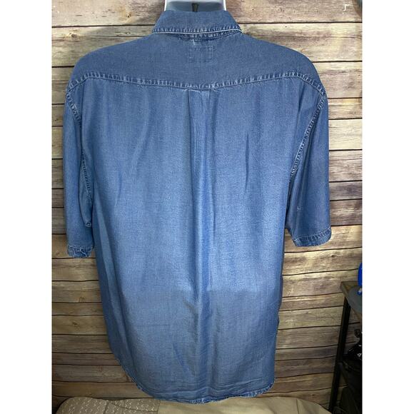 Indigo Palms by Tommy Bahama Denim Shirt Short Sleeve Button-Up Blue Size Large - Picture 2 of 7